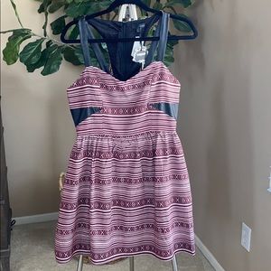 Dress with Faux leather accents